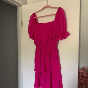 Leyden Fuchsia Ruffle Mini Dress